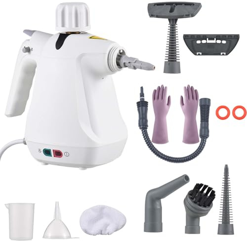 Pulitori a vapore portatili, vaporizzatore manuale con 11 accessori e serbatoio da 500 ml per la pulizia a vapore multiuso di divani, docce, tappezzeria, auto e casa