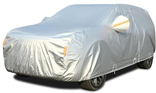 Tecoom Waterproof SUV Car Cover, Fleece Lined Outdoor Winter Cover with Zipper Door & Lock, Wind Snow Sun UV All Weather Protection, Fit for SUV (216–230)