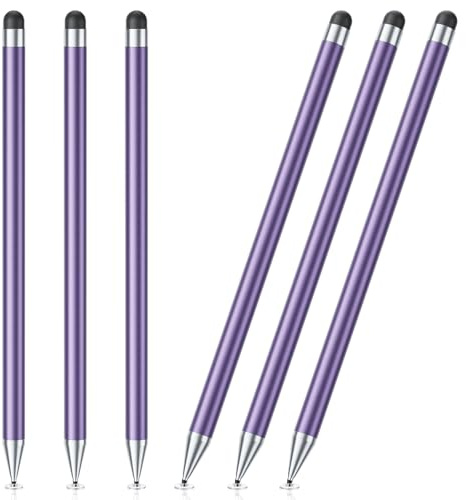 Stylus Pen for Touchscreen, 6 PCS Stylus 2-in-1 High Precision and Sensitivity, Suitable for iPad/iPhone/Samsung/Android Smartphone and Tablets, Compatible with Capacitive Touch Screen (Purple)