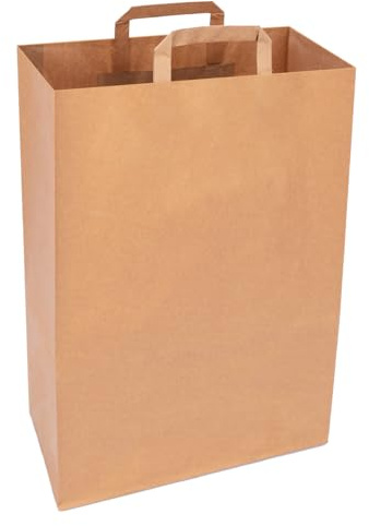 verpacking Papiertragetaschen 45 x 32 x 16 cm Braun [Größe und Stückzahl wählbar] Papiertüten mit Henkel Kraftpapier 100 Stück