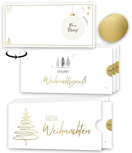 Weihnachtskarte mit Umschlag zum selber ausfüllen – Goldenes Ticket | Gutschein Weihnachten – Grußkarte als Rubbelkarte für Freund Freundin Familie – Weihnachtsgrußkarte zum Rubbeln (3 Stück)