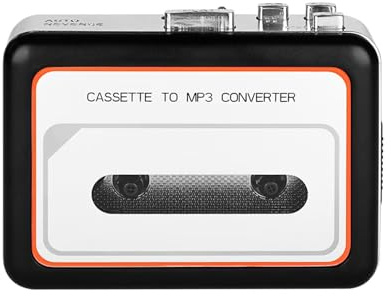 docooler Portable Cassette Player Stereo Dual Channel USB Drive Tape to MP3 Converter Clear Sound Quality (Schwarz)