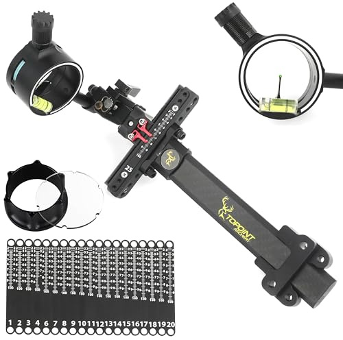 Compound-Bogenvisier mit 1 Pin, 4X 6X 8X Vergrößerung, 0,019-Zoll-Faser, Lange Schiene aus Carbonfaser, mikroverstellbares Visier für Rechtshänder (Visier mit 6-Fach-Objektiv)
