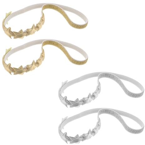 MOBUTOFU Set 4 Cerchietti per Bambina con Design a Stella a Cinque Punte Morbido, Fascia Antiscivolo per Uso Quotidiano e Varie Attività