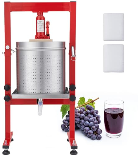 VEVOR Hydraulic Fruit Wine Press, 7.93Gal/30L, Stainless Steel Heavy Duty Manual Juice Maker, Cider Apple Grape Vegetable Crusher, Cheese/Tincture/Herbal Press, with 2 Filter Bags, for Kitchen Home