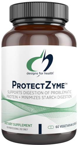 Designs for Health Carb-Lipo Control (ProtectZyme) - Digestive Enzyme to Help Minimize Fat + Starch Absorption and the Digestion of Gluten, Casein - Supports Healthy Body Composition (60 Capsules)