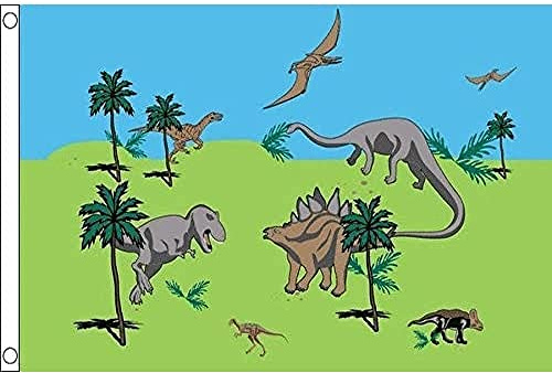 AZ FLAG Flagge Dinosaurier 150x90 cm Dinosauriers Polyester 100D 2 Ösen | Für innen und außen dekorative Flagge doppelte Nähte und verstärkte Kanten mit Metallösen 100D Polyester