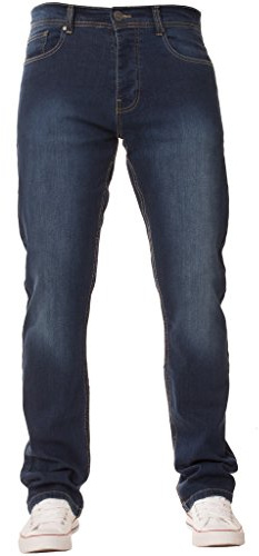 New Mens ENZO Stretch Straight Leg Regular Fit Classic Basic Denim Jeans