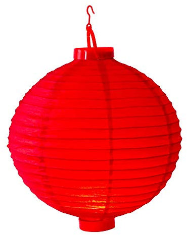 Lampion Led Rouge 30cm - Lampion Papier Rouge avec Led Intégrée - Lanterne Lumineuse pour Décoration Mariage, Anniversaire, Fêtes