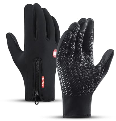 XPSZDBS Winter Gloves: Touch Screen, Windproof, Warm & Adjustable. Suitable for Outdoor Running, Cycling, Fishing, Skiing & Other Sports & Work. Black, Unisex Adults