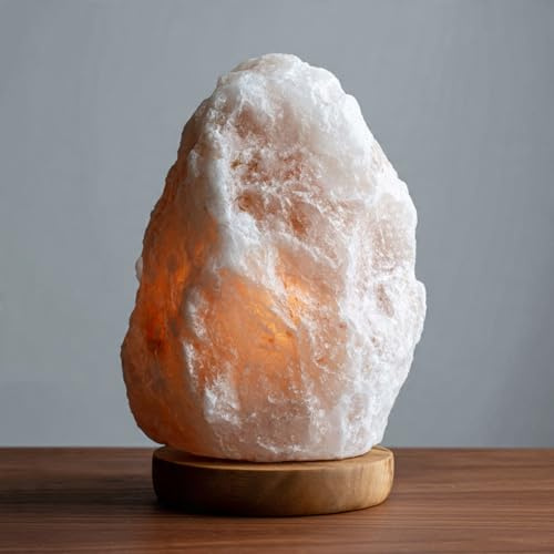 Himalayan White Salt Rock Crystal lamp Natural Shape. Very Rare Salt Crystal Light.Ideal Home Decor Gift (Himalayan White Salt Lamp 2-5KG) from Punjab, Pakistan
