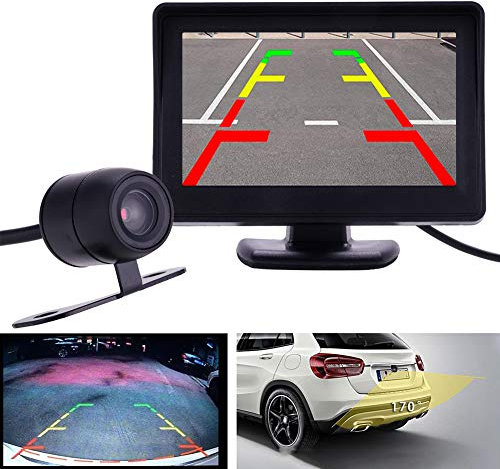 Teabelle - Kit telecamera notturna posteriore da 4,3 pollici con retromarcia per auto e monitor LCD TFT