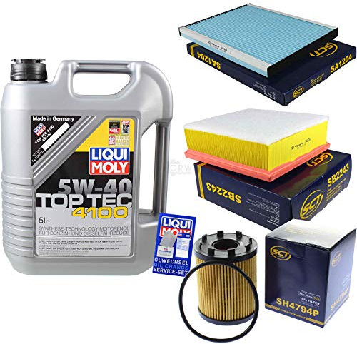 Filter Set Inspektionspaket 5 Liter Motoröl Top Tec 4100 5W-40 SCT Germany Innenraumfilter Luftfilter Ölfilter