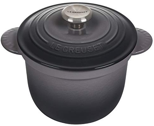 Le Creuset Olla de arroz de hierro fundido esmaltado con tapa e inserto de gres, 2.25 cuartos de galón, ostra
