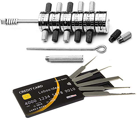 Loboo Idea Outil à main de qualité supérieure pour crochetage/décodeur de serruriers Ford Tibbe avec kit de crochetage de carte de crédit, 6 cylindres