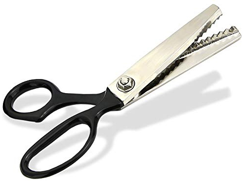 Zackenschere Stoffschere Textilschere Zickzack-Schere mit Zahnung 19,5 cm | Schneiderschere mit Zacken 7,7 Zoll Bastelschere aus rostfreiem Edelstahl mit schwarz lackiertem ergonomischen Griff