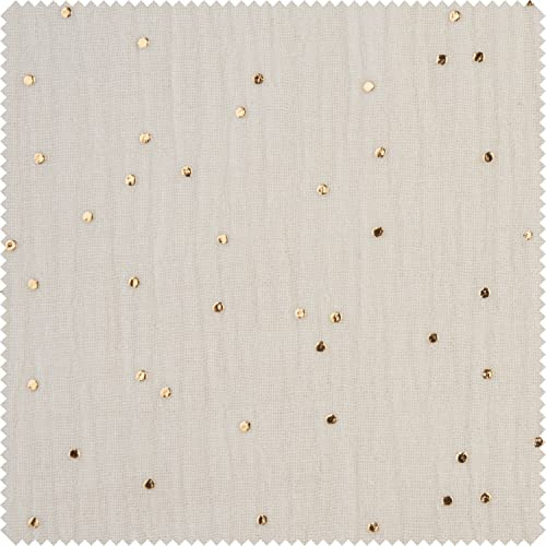 VBS Marktplatz Musselin Baumwoll-Stoff Goldene Punkte Motivstoff 130 cm breit Motivgröße 0,3 cm Ökotex 100 zertifiziert 100% Baumwolle Schonwaschgang bis 30°C Creme