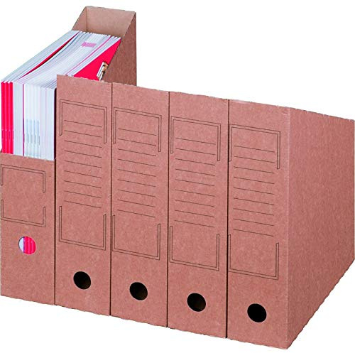 KK Verpackungen® Archiv-Stehsammler | 20 Stück, Stehordner mit großem Beschriftungsfeld & 75mm Rückenbreite | Zeitschriftensammler aus Wellpappe mit Grifflöchern auf Vorder- & Rückseite in Weiß