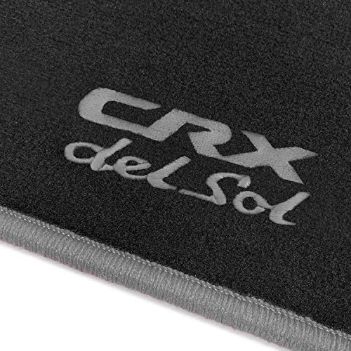 online-fussmatten OFM-CRX-DeSol-502 Passform Velours-Fußmatten mit Bestickung CRX del Sol und Rand in Silbergrau