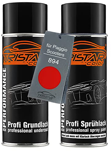 TRISTARcolor Vernice per moto Bombolette spray per Piaggio 894 Rosso Dragon | per Piaggio Scooters, Kit vernice di fondo + base, bombolette spray 400ml