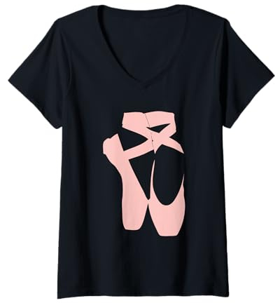 Mujer Bailarina de Ballet Pointe Zapato Bailarina Baile Barre Entrenamiento Camiseta Cuello V