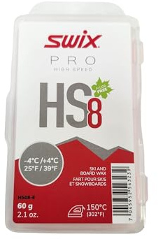 Swix HS08–6 Cire Haute Vitesse – Rouge HS8 – 25 à 3,9 °C – Barre de 60 g – sans Fluoro – Ski ou Snowboard – Approuvé FIS, Rouge-Rose