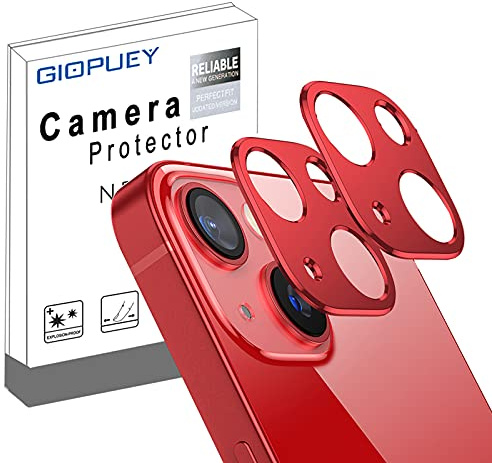 GIOPUEY Camera Lens Protector Compatible with iPhone 13,[2 Pack] iPhone 13 mini Camera Protector,Camera Lens Metal Protectors [Does Not Affect Imaging](Red)