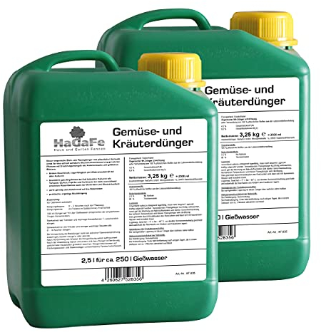 HaGaFe Bio Flüssigdünger Gemüsedünger Kräuterdünger Blattdünger Flüssig Dünger (5 L (2 x 2,5 L))
