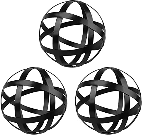 YIYA Negras Juego de 3 esferas Decorativas - decoración de Bola de Metal - Bola Decorativa de Banda de Metal para Sala de Estar Dormitorio Cocina Oficina Mesa de café Escritorio