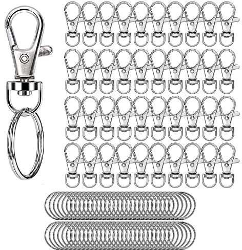 Llavero giratorio, 25 mm, pequeños cierres giratorios extraíbles, mosquetón con llavero, clip para llaves, llaveros, anillos para llaveros, anillos para manualidades, 80 unidades
