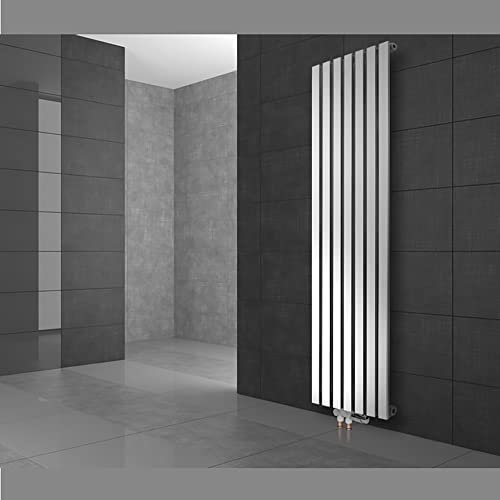 ECD Germany Radiateur Plat Design Stella Non Électrique - 260 x 1400 mm - Blanc - Connexion Central - avec Kit de Raccordement au Sol et Thermostat - Panneau Vertical Chauffage pour Salle de Bain