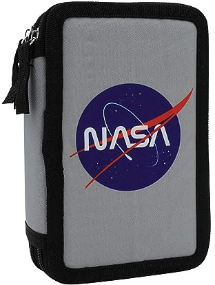 Goldkids Federmappe NASA Federmäppchen Federtasche XXL Schüleretui Federtasche Federpenal Schulmäppchen grau 3 Fächer 45-teilig gefüllt inkl Hausaufgabenheft