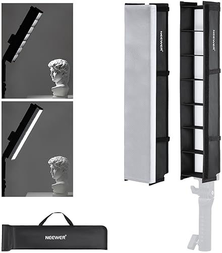 NEEWER Diffusore Softbox con Griglia per Bastone Luminoso LED BH20B, 2 Softbox con Strisce a Griglia a Nido d'Ape con Diffusore, Borsa, Chiusura a Strappo per Streaming Live YouTube TikTok Foto, NS2S