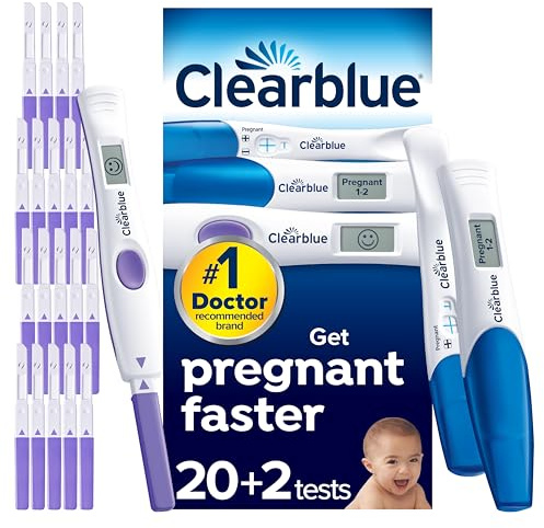 Clearblue Digital Ovulation & Pregnancy Tests, Double Your Chances of Getting Pregnant, 20 Advanced Digital Ovulation Tests & 1 Double-Check & Date Combo Pack (2 Tests), Packaging May Vary
