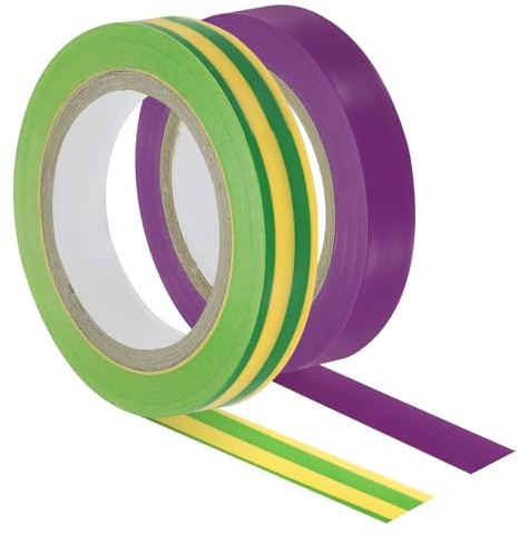 PATIKIL 10 Metros Cinta de Acabado de Agarre Paquete de 2 Cintas de Acabado de PVC para Raquetas Accesorios Adhesivos para Tenis y Bádminton Amarillo Verde/Morado