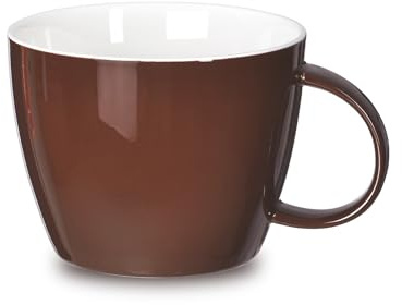 fMSDD 30oz übergroßer Becher aus New Bone-Porzellan für eine Pause mit gutem Kaffee oder Tee, verziert mit handgemachter Farbglasur für jedes Heißgetränk Ihrer Wahl, Suppentopf mit Henkel, braun