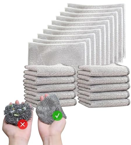Chiffons à vaisselle en fil métallique polyvalents for humides et secs - 2024 nouveaux torchons for laver la vaisselle, torchon multifonctionnel en fil métallique anti-rayures, rinçage facile /514 (C