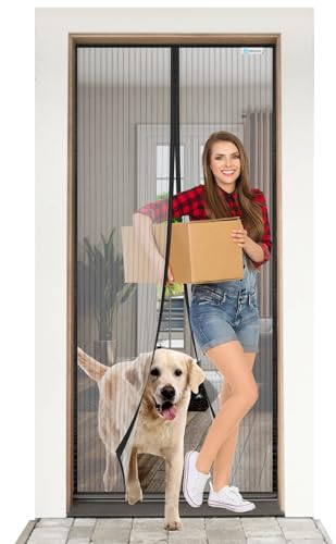 ESMAYULO Fliegengitter Tür 110x210 cm, Magnet Fliegengitter Balkontür, Insektenschutz Der Magnetvorhang Ist Ideal Für Die Balkontür, Kellertür und Terrassentür, Schwarz