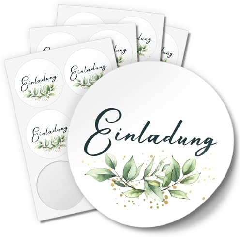 48 Aufkleber EINLADUNG für Hochzeit Geburtstag Danke Taufe Etiketten rund 4cm, Design