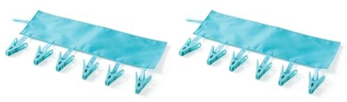 MAGICLULU Foldable Clothes Hanger Rack with 6 Clips Portable Laundry Drying Rack Adjustable for Travel Home Bathroom Use Foldable Clothespins for Socks Underwear Towels