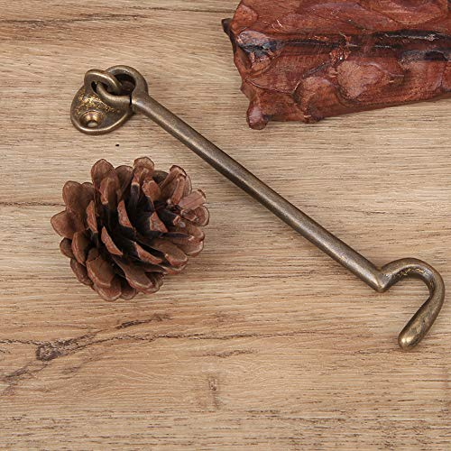 AILOOCEDI Fenster-Windschutz mit 2 Verriegelungsköpfen Chinesischer Stil Fensterriegel Antik-Messing Sicherheitsfenster-Halterung Haken Windschutz für Zuhause Büro Fabrik (Bronze）
