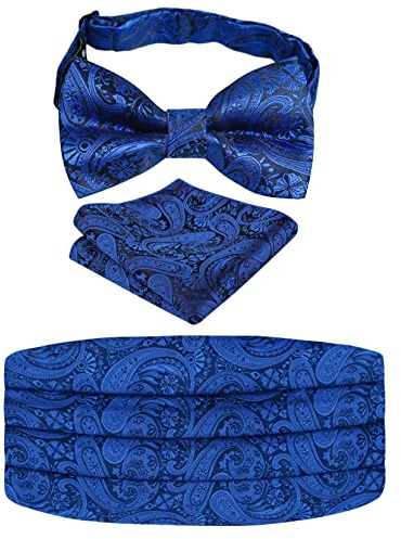 Alizeal Mens Solid Pre-Tied Party Einstellbare Fliege, Cummerbund und Pocket Square Geschenk Set