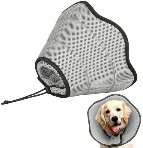 DKDDSSS Collare Elisabettiano Cane, Collare Protettivo Gonfiabile Elisabettiano per Cane e Gatto, Collare Protettivo Forma Cono per Cane Gatto, Ferita Recupero Guarigione Collare Anti Morso o Leccata