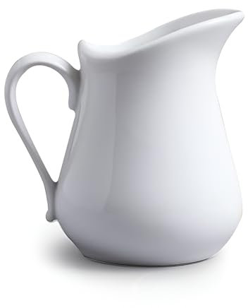 Concept4u White Ceramic Jug with Handle 25ml Porcelain Traditional Milk Jug Household Creamer Gravy Custard Serving Pitcher Ideal for All Types of Kitchens