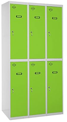Simon Rack Taquilla Vestuario 2 Puertas 1800x900x500 mm - Simonlocker | 3 Módulos, Incluye 2 Llaves, Gris/Verde, Pintura anticorrosión