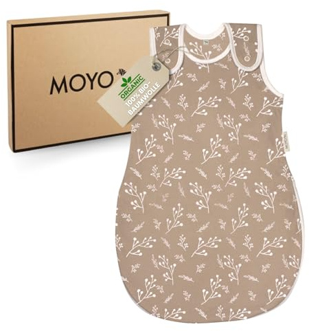MOYO Baby-Schlafsack in Taupe I Atmungsaktiver Winterschlafsack in 62/68 I Gefütterter Ganzjahres-schlafsack 2.5 TOG I Neugeborenen-Schlafsack aus 100% Bio-Baumwolle I Mitwachsender Babyschlafsack