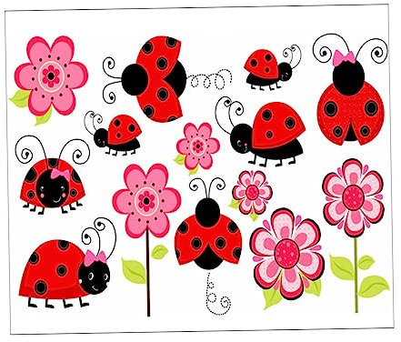 GARVALON Marienkäfer-wandaufkleber Zum Abziehen Und Aufkleben Cartoon-insekten-aufkleber Für Spielzimmer Schlafzimmer Kindergarten Kinderzimmer Diy-wanddekorationsaufkleber Aus Pvc