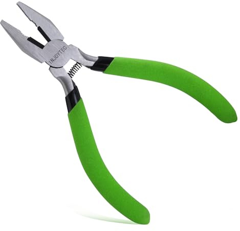 INJOYTEC Mini pince combinée pour monteur de ligne avec cutter de 12,7 cm, pince coupante à mâchoire dentelée, pince micro pour tordre et couper des fils, des vis, la fabrication de bijoux