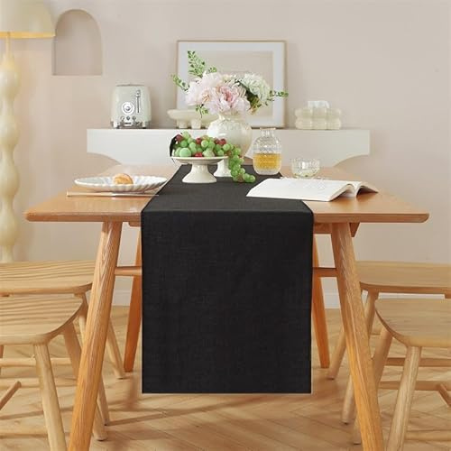 AMFUN Runner da Tavolo, Nero Impermeabile, 40 x 160 CM, Moderno per Sala da Pranzo, Feste, Decorazione, Lavabile
