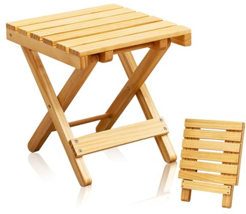 Cabilock Outdoor Small Table Square Folding Table Garden Plant Rack Wood Flower Stool Home Decor